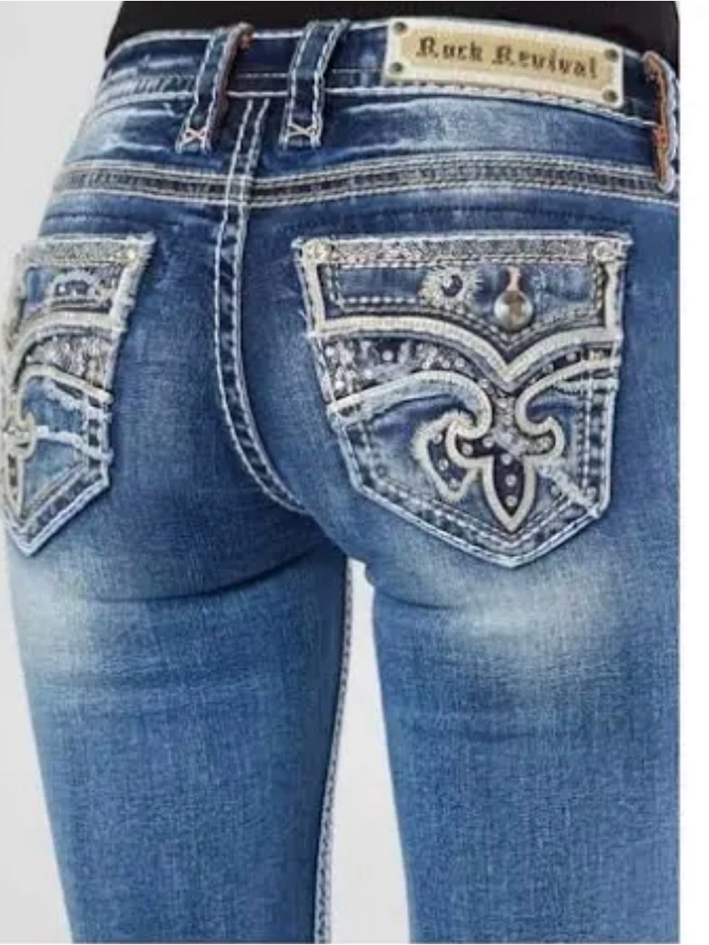 Rock Revival Festival Boho Mid Rise Ankle Skinny Jeans Kyla SZ 25 Cowgirl Rodeo - Picture 2 of 16